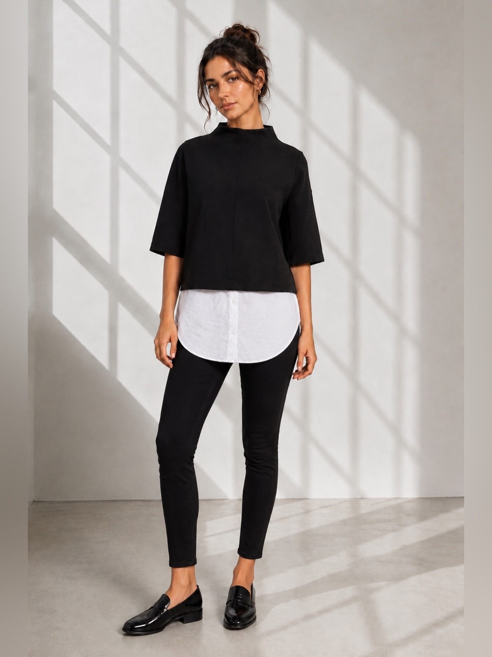 Zara Black Mock-Neck Boxy Tunic